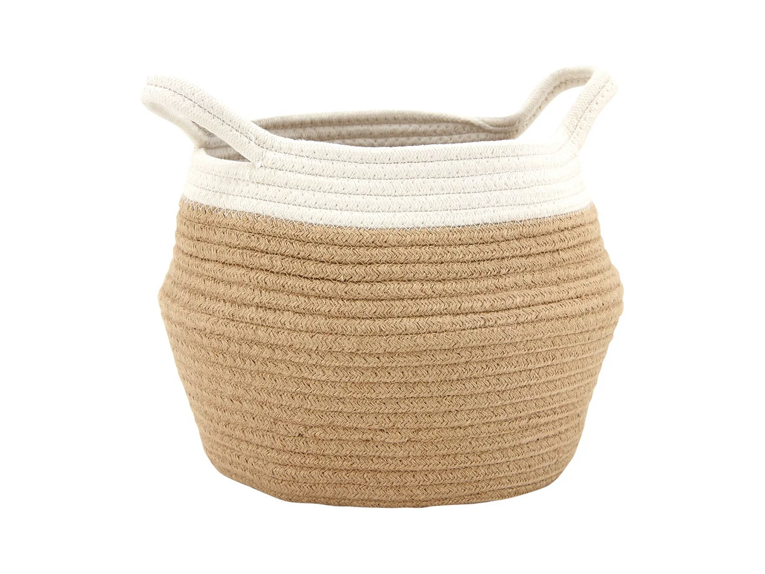 Set de 3 corbeilles en corde blanc et naturel avec 2 anses