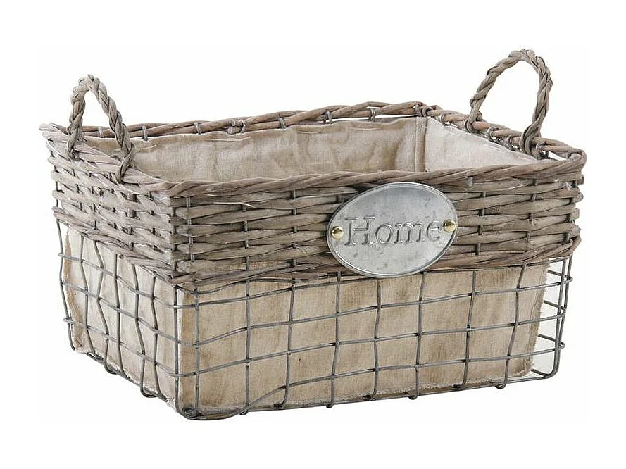 Corbeilles carrées en osier métal et jute
