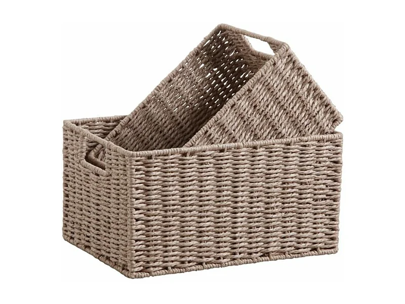Corbeilles de rangement en papier cordé taupe