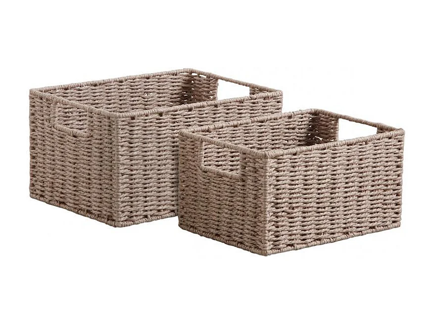 Corbeilles de rangement en papier cordé taupe