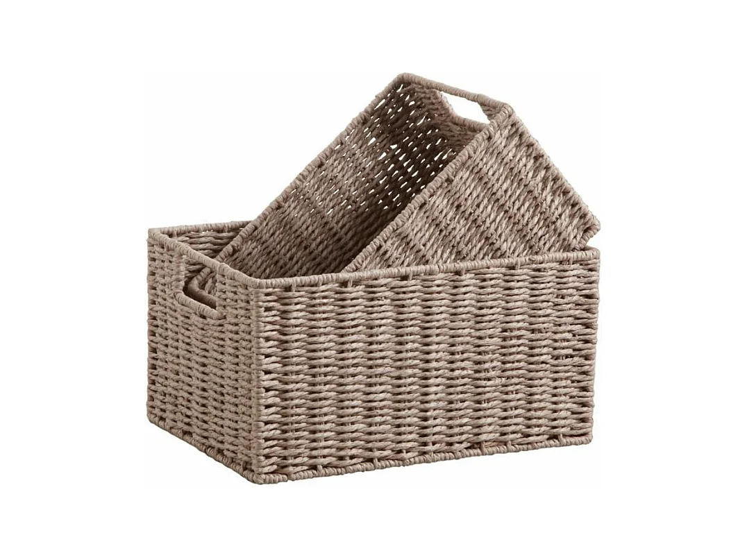 Corbeilles de rangement en papier cordé taupe