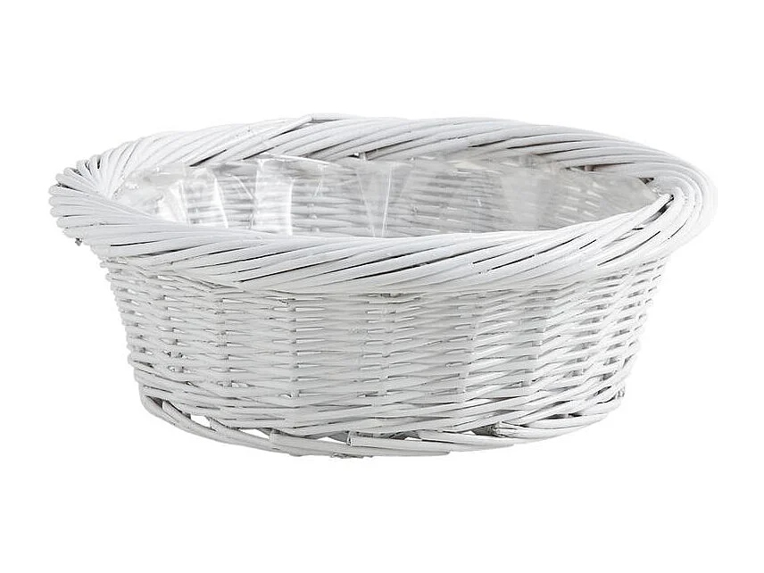 Corbeille en osier laqué blanc avec doublure plastique