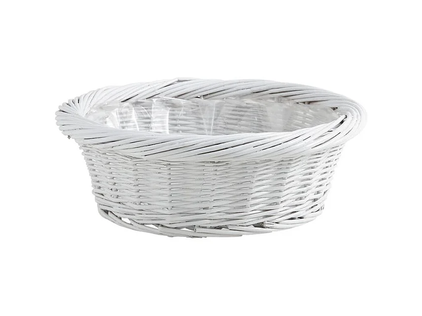 Corbeille en osier laqué blanc avec doublure plastique