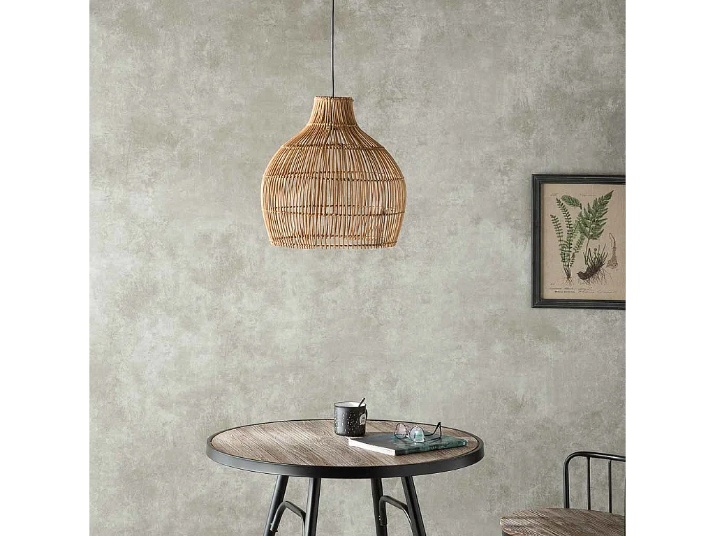 Plafoniera in rattan marrone 40x40x40h cm