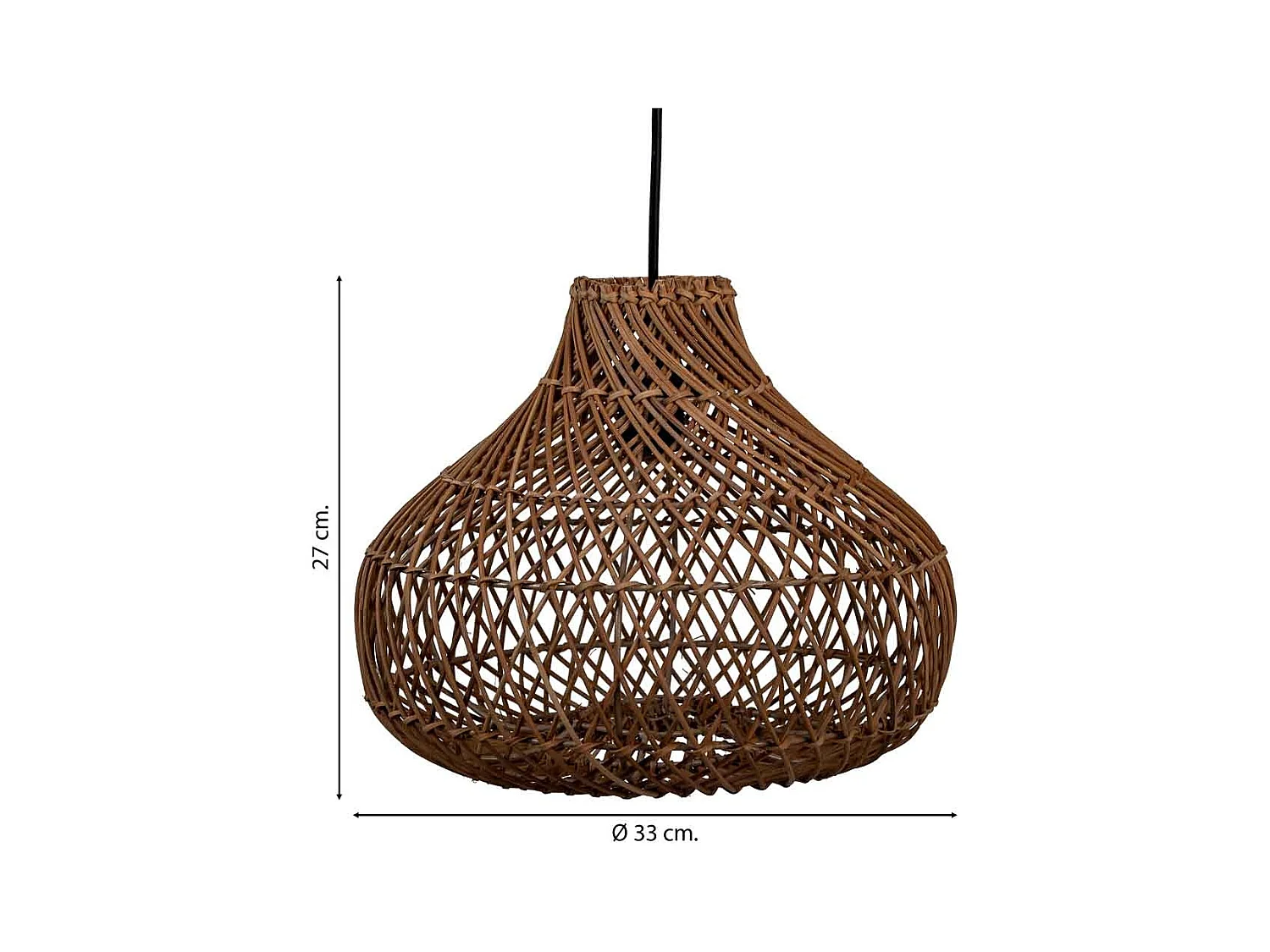 Braune Rattan-Deckenleuchte, 33x33x27H cm