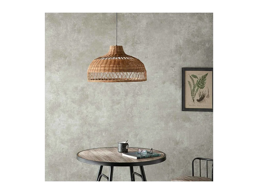 Lampe de plafond en rotin marron 50x50x30h cm