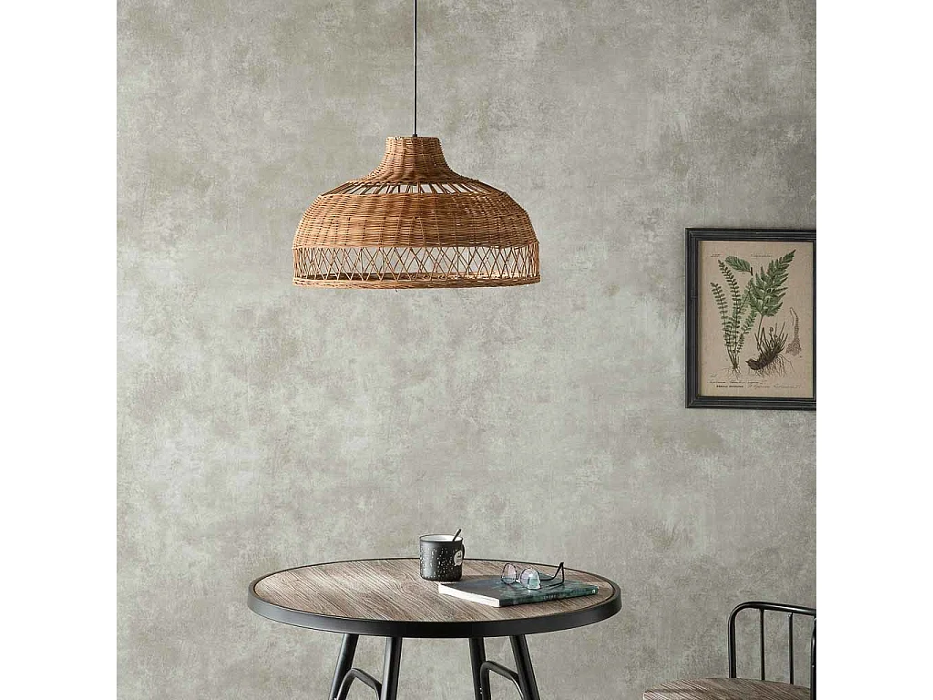 Braune Rattan-Deckenleuchte, 50x50x30H cm