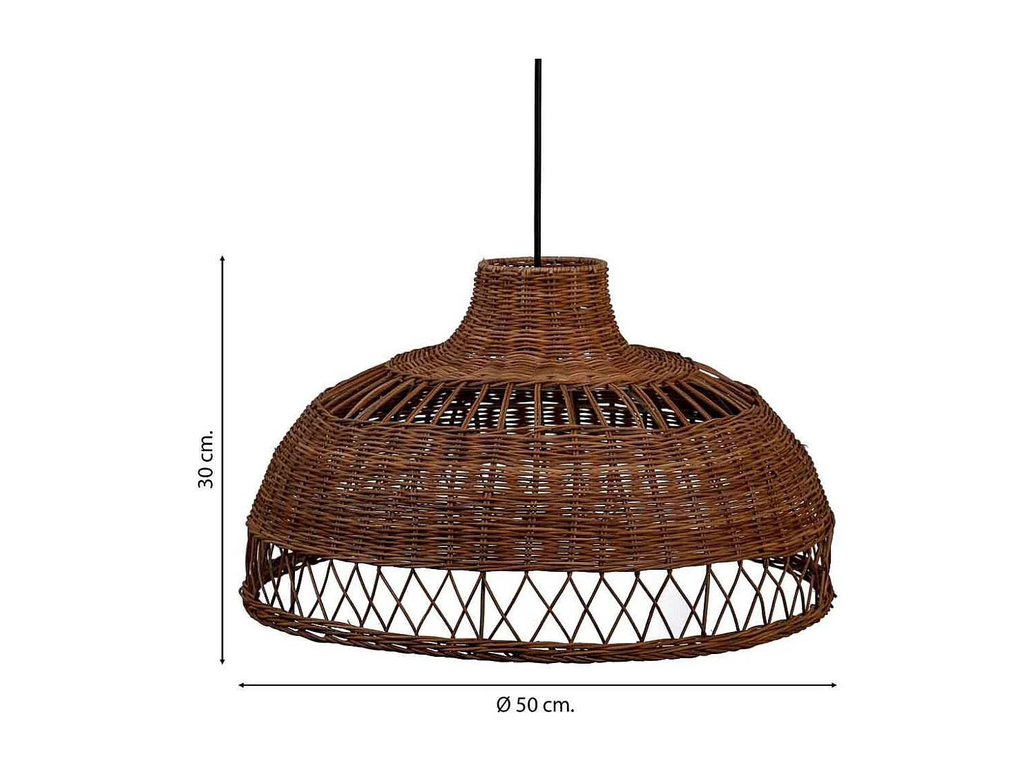 Braune Rattan-Deckenleuchte, 50x50x30H cm
