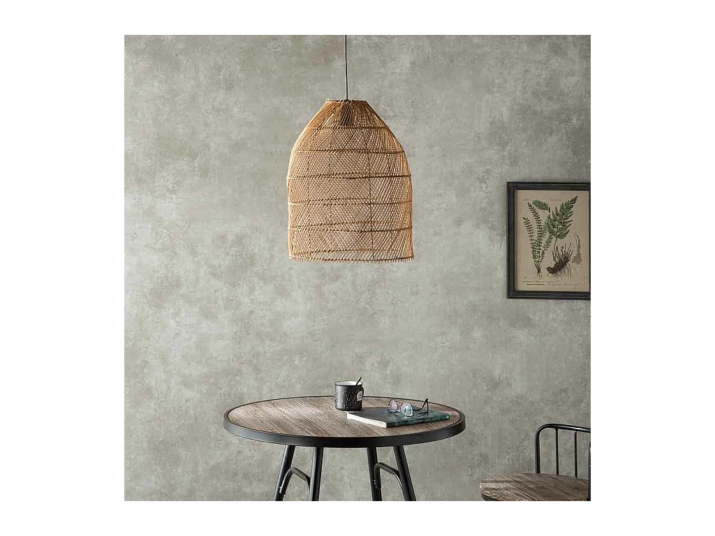 Lampe de plafond en rotin marron 40x40x50h cm