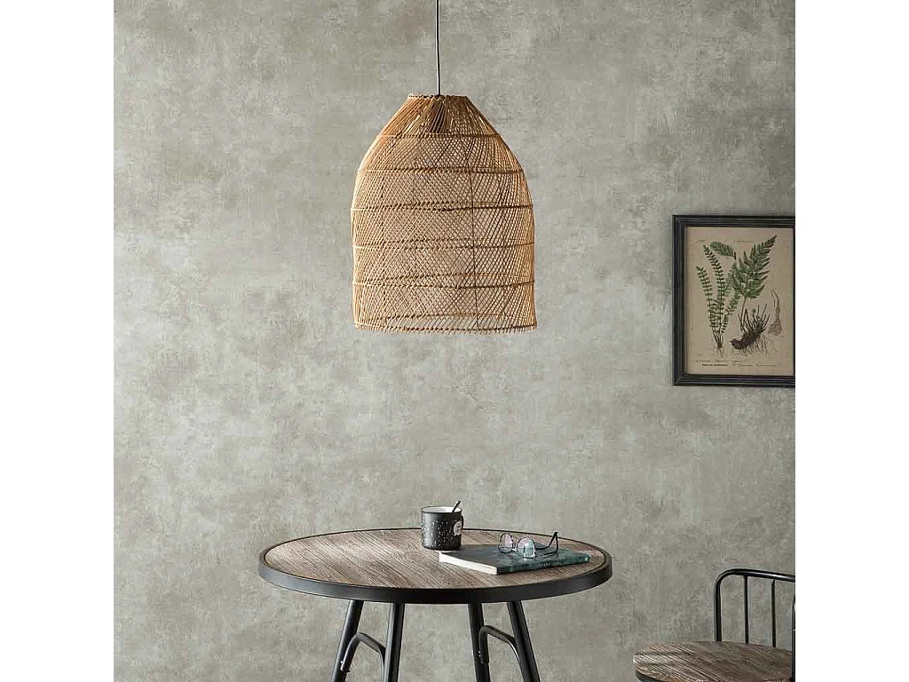 Lampe de plafond en rotin marron 40x40x50h cm