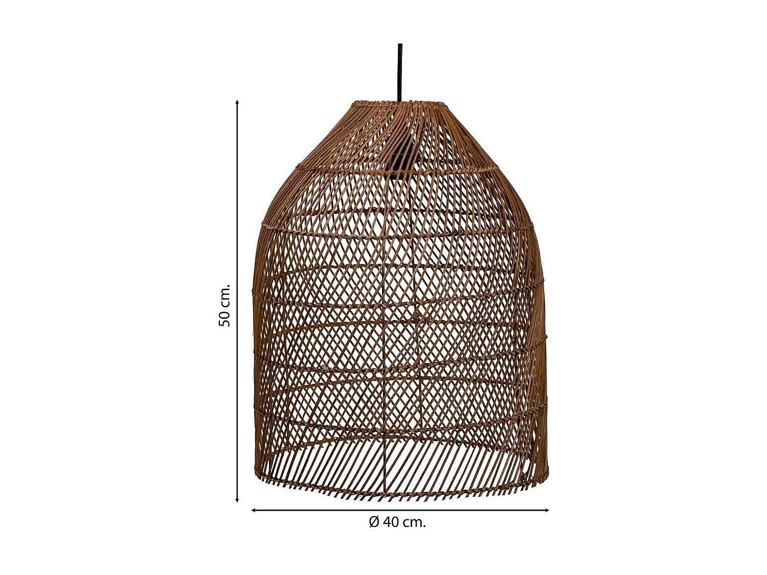 Braune Rattan-Deckenleuchte, 40x40x50H cm