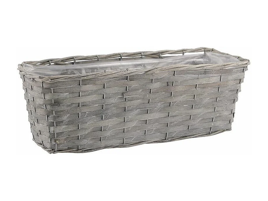 Jardinière en osier et bois 50 x 16 x 15 cm