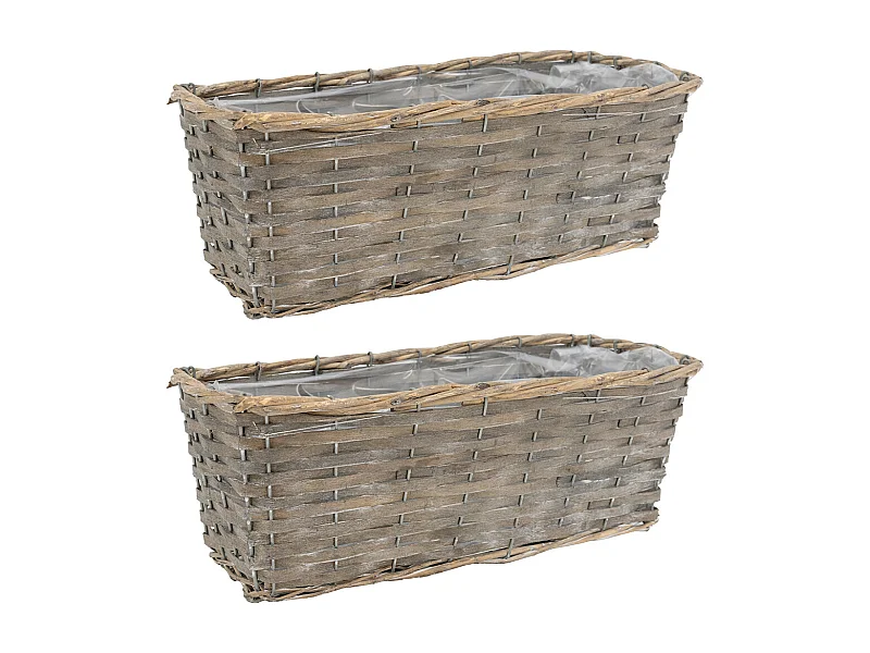 Jardinière en osier et bois 35 x 14 x 13 cm