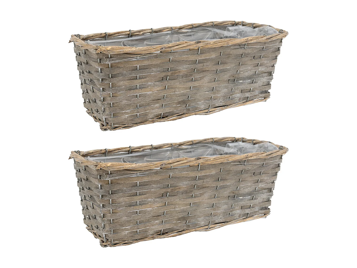 Jardinière en osier et bois 35 x 14 x 13 cm