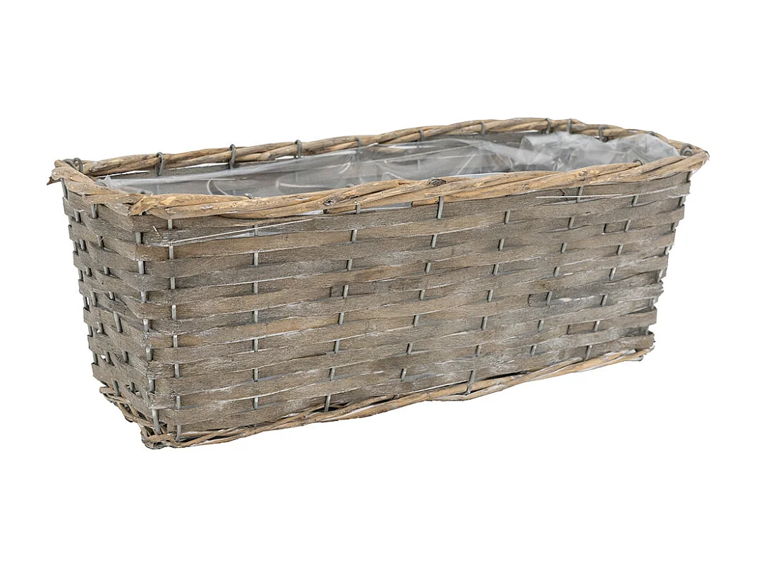 Jardinière en osier et bois 35 x 14 x 13 cm