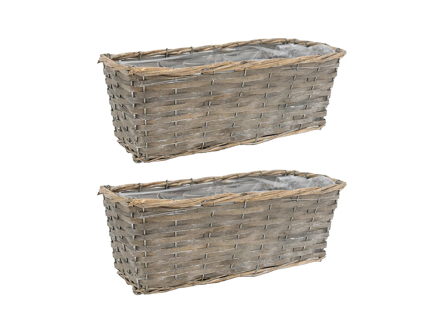 Jardinière en osier et bois 35 x 14 x 13 cm