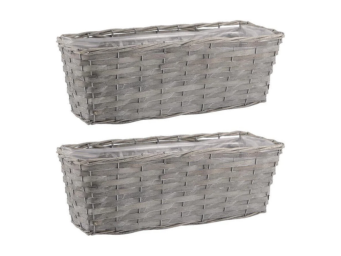 Jardinière en osier et bois 40 x 15 x 14 cm