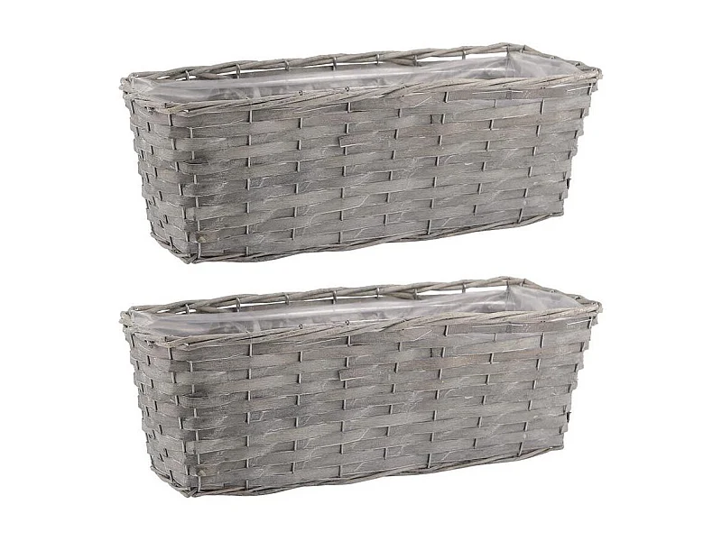 Jardinière en osier et bois 40 x 15 x 14 cm