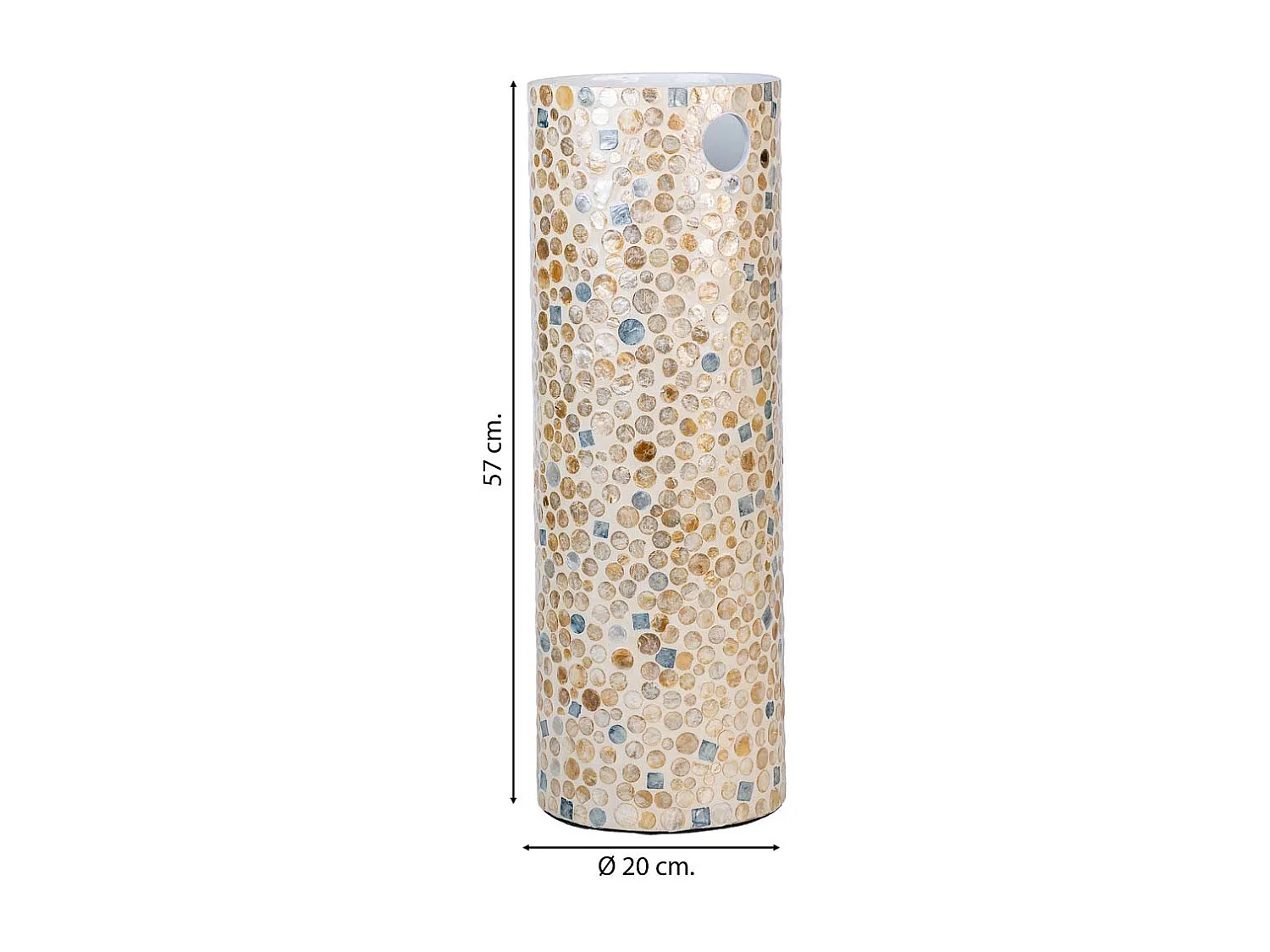 Paragüero redondo de madera acabado en capiz marrón 20x20x57