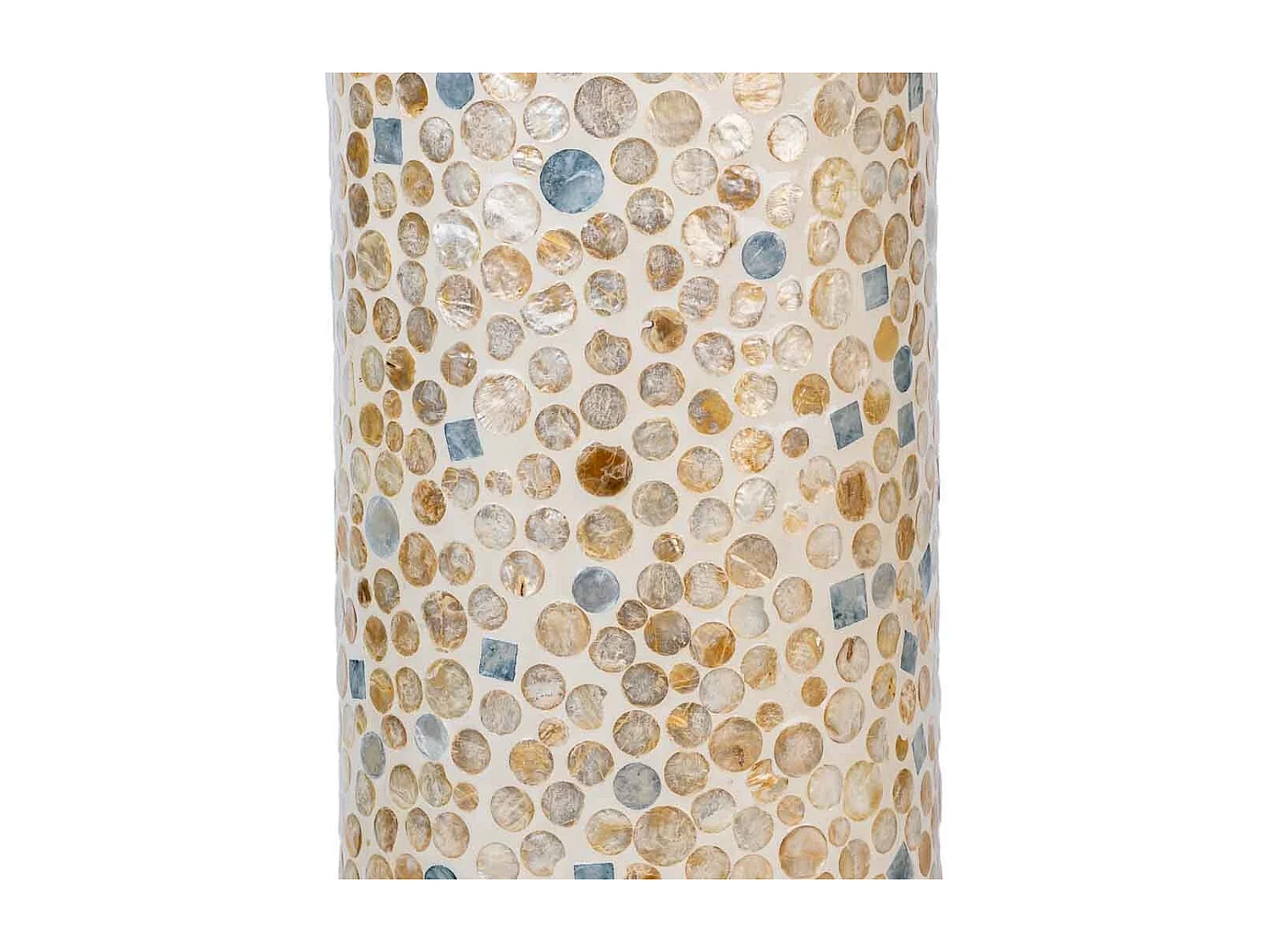 Runder Schirmständer aus Holz mit braunem Capiz-Finish 20x20x57