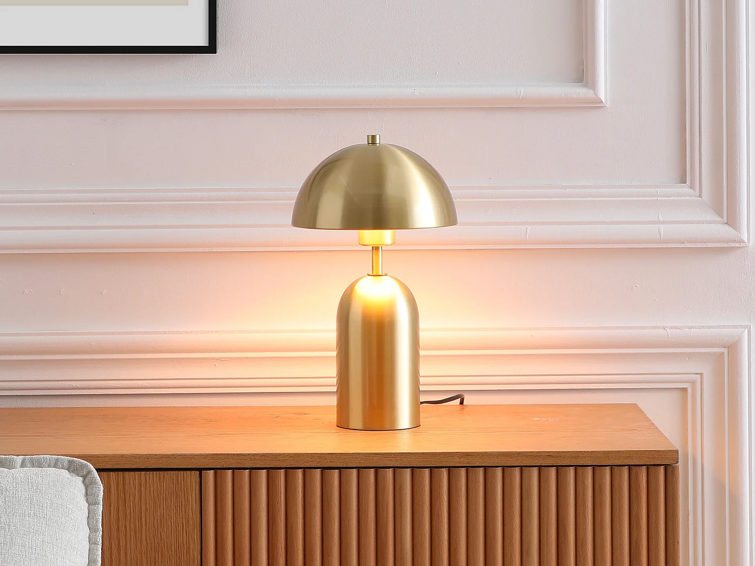 Lampada da tavolo a fungo in ottone spazzolato - D. 20 x H. 35,5 cm - Dorato - TANTA