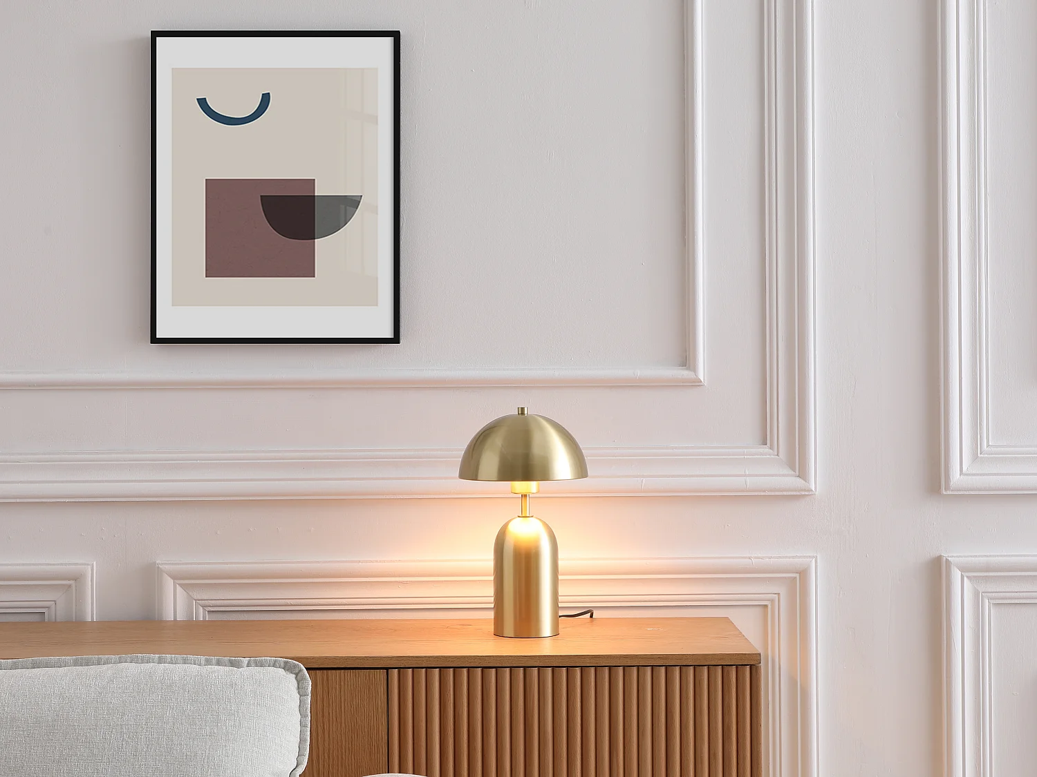 Lampada da tavolo a fungo in ottone spazzolato - D. 20 x H. 35,5 cm - Dorato - TANTA