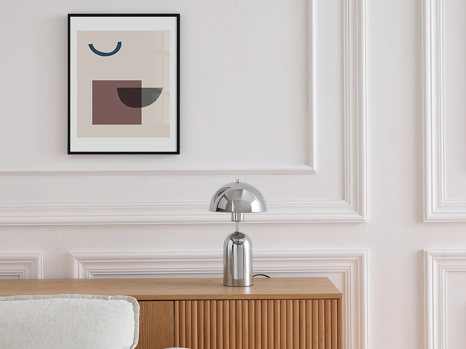 Svampformad bordslampa i borstat mässing - D. 20 x H. 35,5 cm - Krom - TANTA