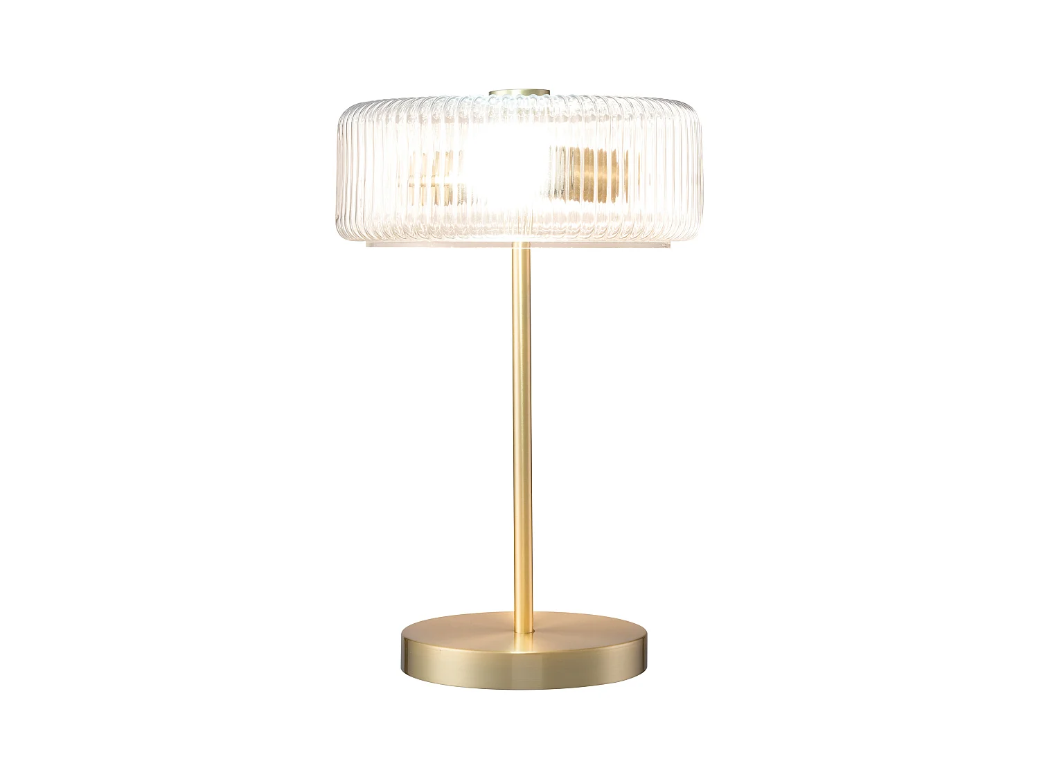 Lámpara de mesa de vidrio y latón cepillado dorado - D.30 x Alt.49 cm - LACAYA