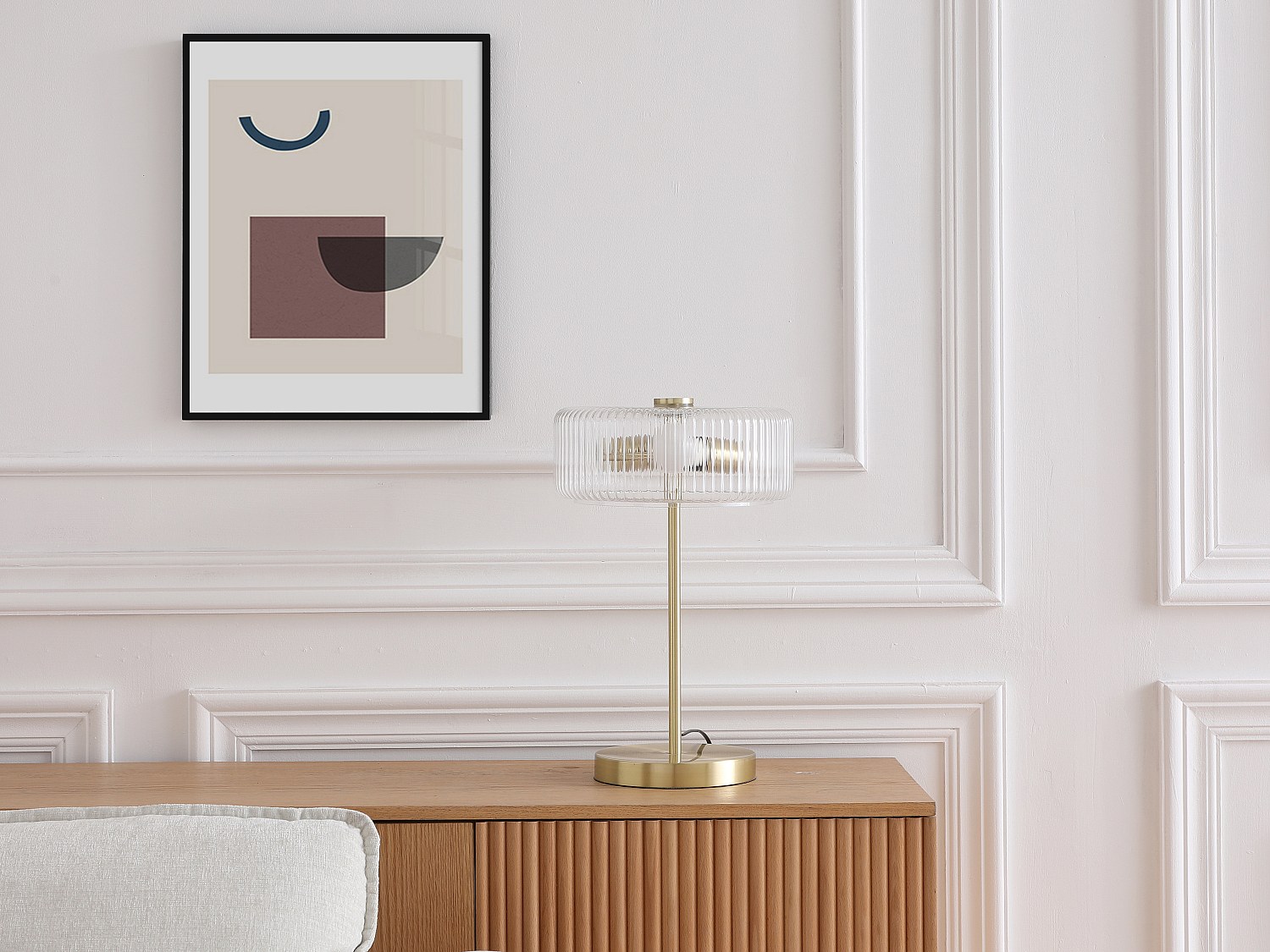 Tischlampe – Glas und gebürstetes Messing – Ø 30 x H 49 cm – LACAYA günstig online kaufen