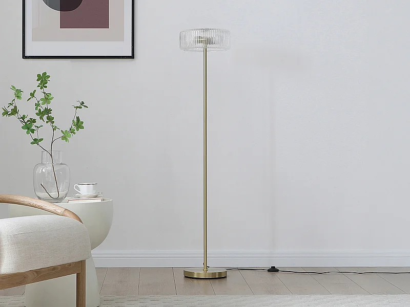 Lampa stojąca ze szkła i złoconego mosiądzu - D.30 x W.145 cm- LACAYA