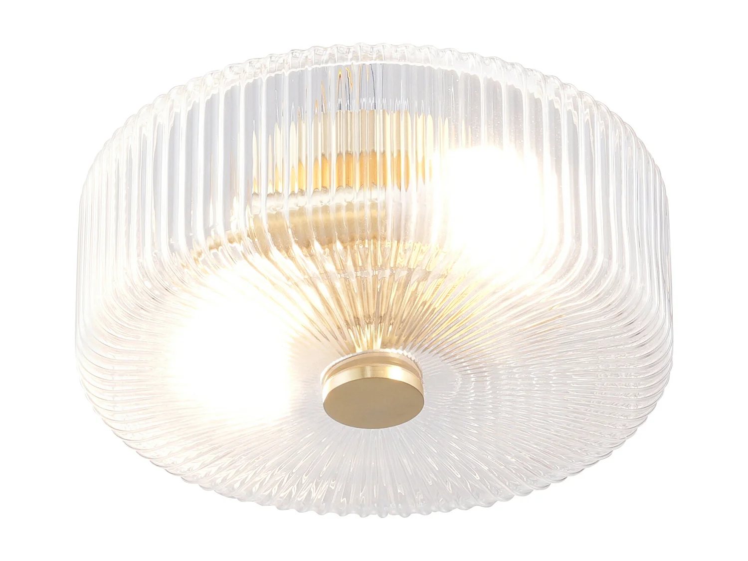 Plafonnier rosace en verre et laiton brossé doré - D.30 x H.15 cm - LACAYA