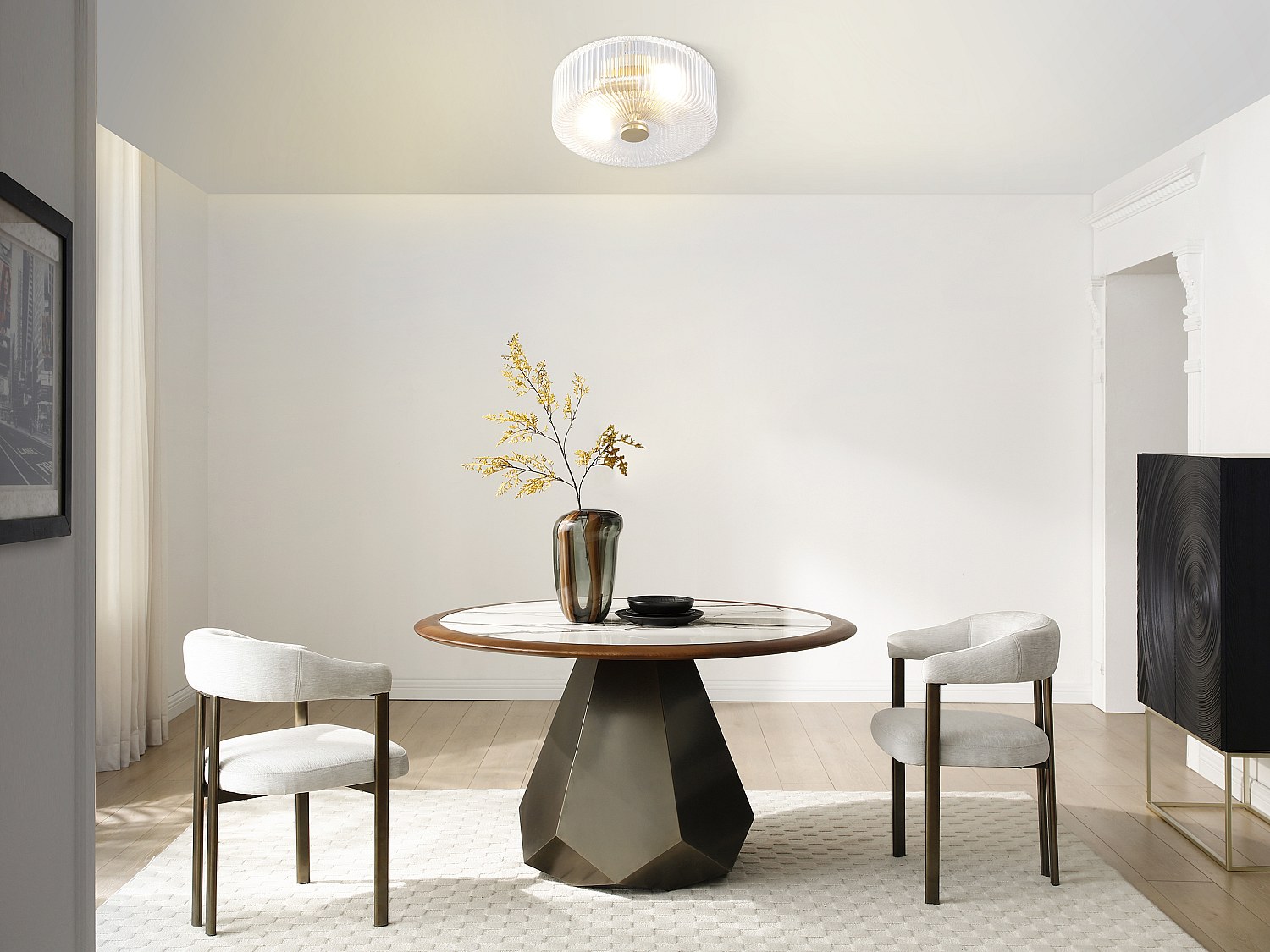 Deckenleuchte Rosette – Glas und gebürstetes Messing – Ø 30 x H 15 cm – LAC günstig online kaufen