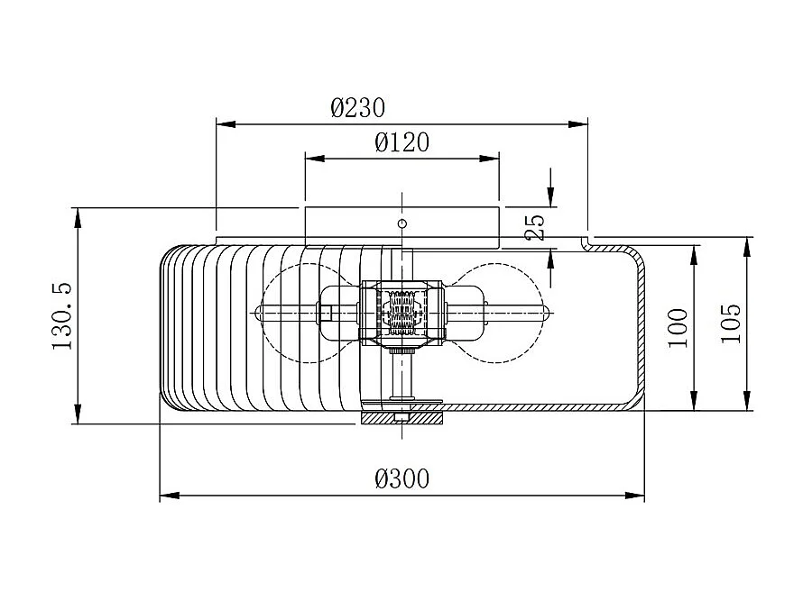 Plafonnier rosace en verre et laiton brossé doré - D.30 x H.15 cm - LACAYA