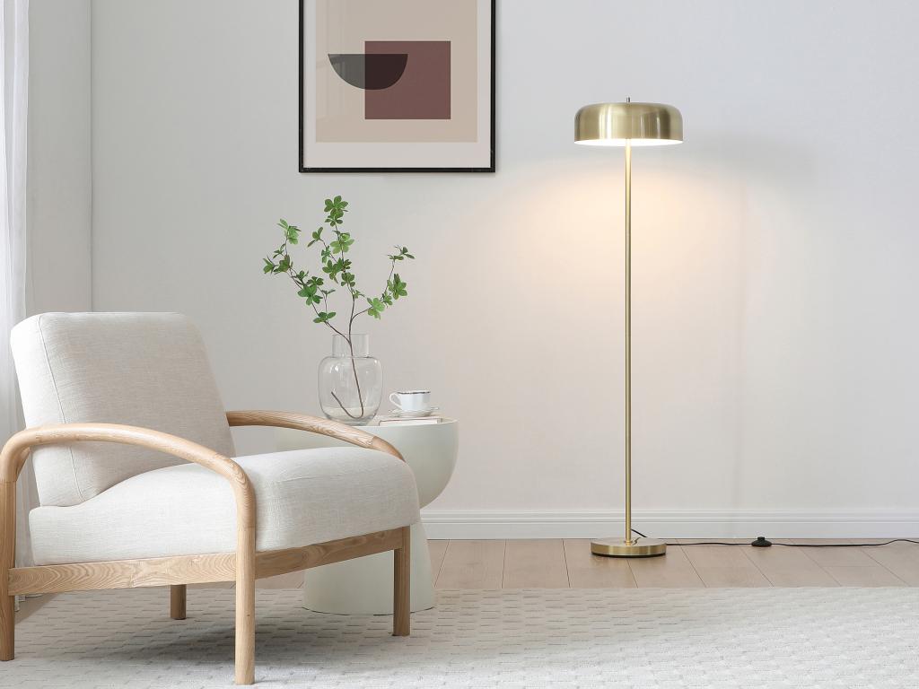 Stehlampe Pilzform – gebürstetes Messing – Ø 35 x H 150 cm – CATAVI günstig online kaufen