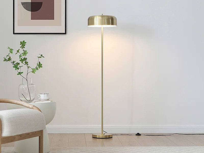 Lampa stojąca grzybek w szczotkowanym złotym mosiądzu śr.35 x wys.150 cm - CATAVI