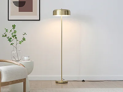 Stehlampe Pilzform – gebürstetes Messing – Ø 35 x H 150 cm – CATAVI