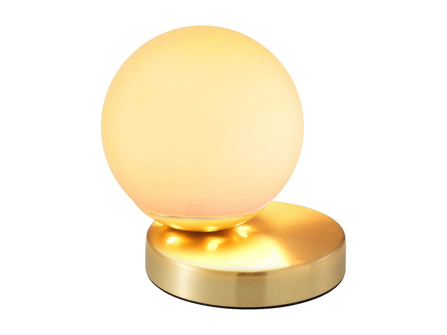 Lampe à poser en laiton brossé -  L.16 x H.15 cm - Doré et blanc - SOFIA