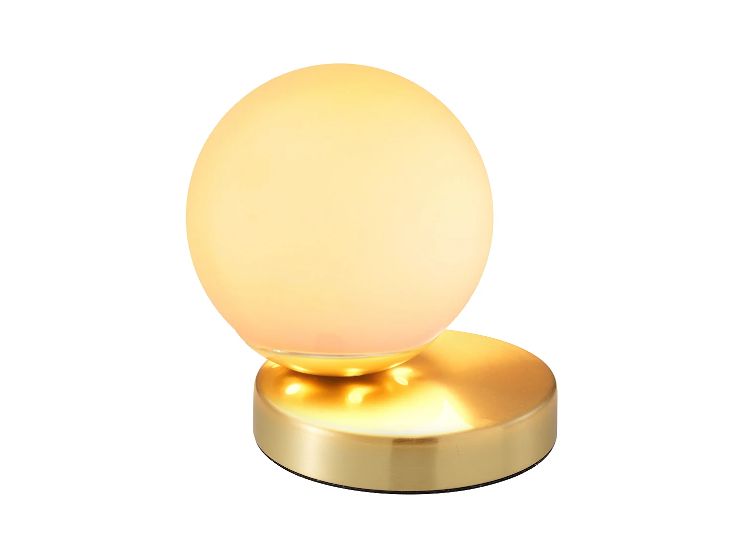Lámpara de sobremesa de latón cepillado - L.16 x Alt.15 cm - Dorado y blanco - SOFIA