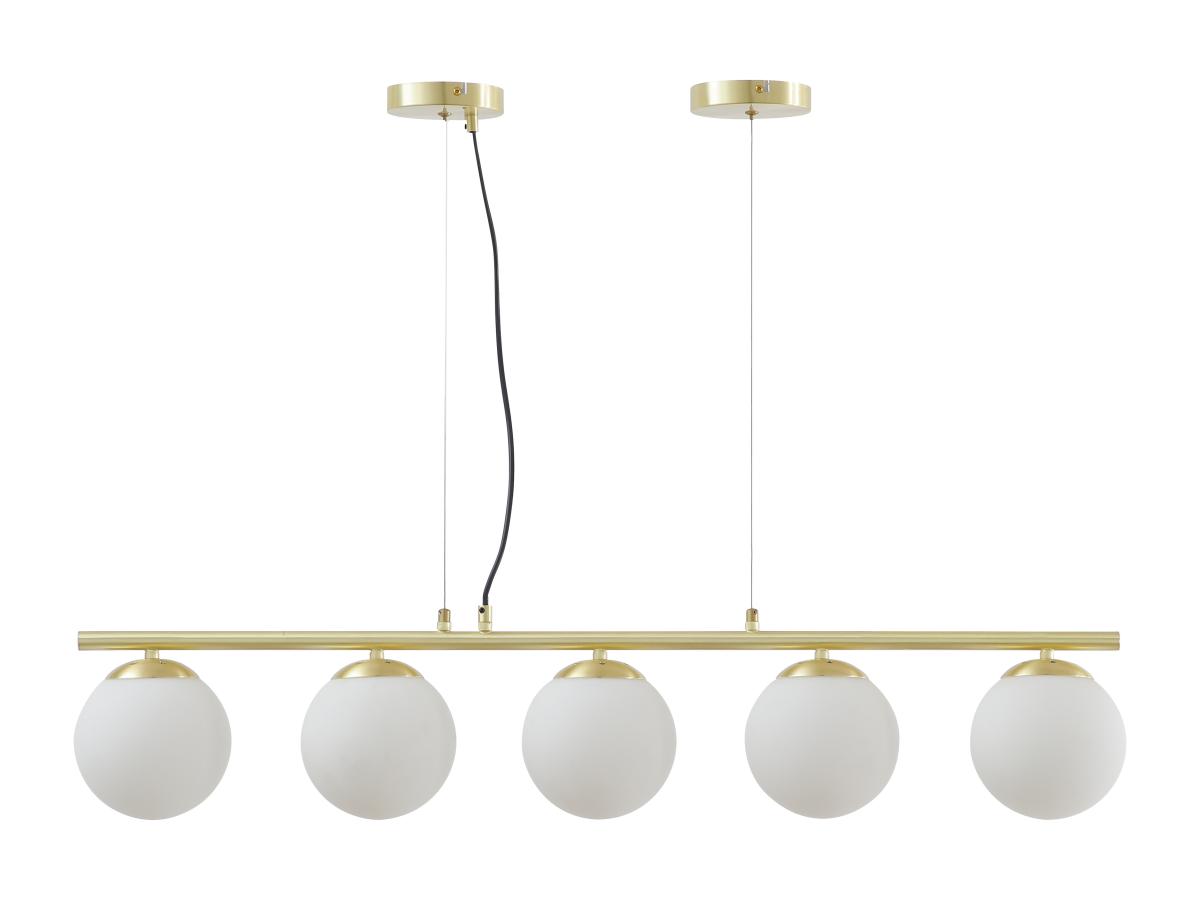 Kronleuchter aus Metall und weißem Glas - 5 Kugeln - L. 100 x H. 120 cm - G günstig online kaufen