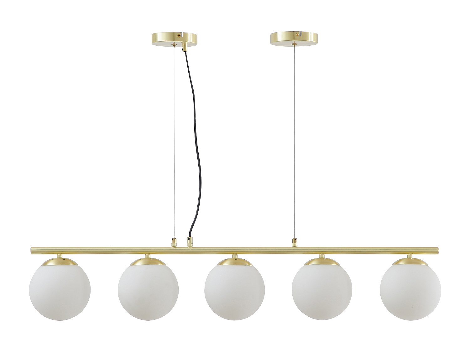 Kronleuchter aus Metall und weißem Glas - 5 Kugeln - L. 100 x H. 120 cm - G günstig online kaufen