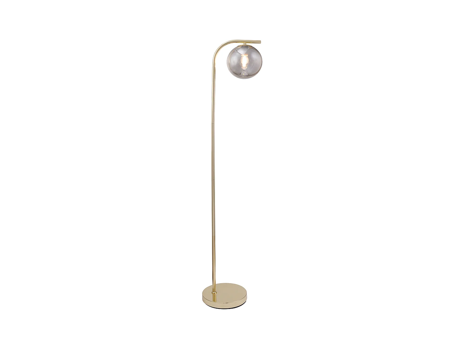 Lámpara de pie de latón cepillado y cristal ahumado - D.28 x Alt.150 cm - Dorado - SOFIA