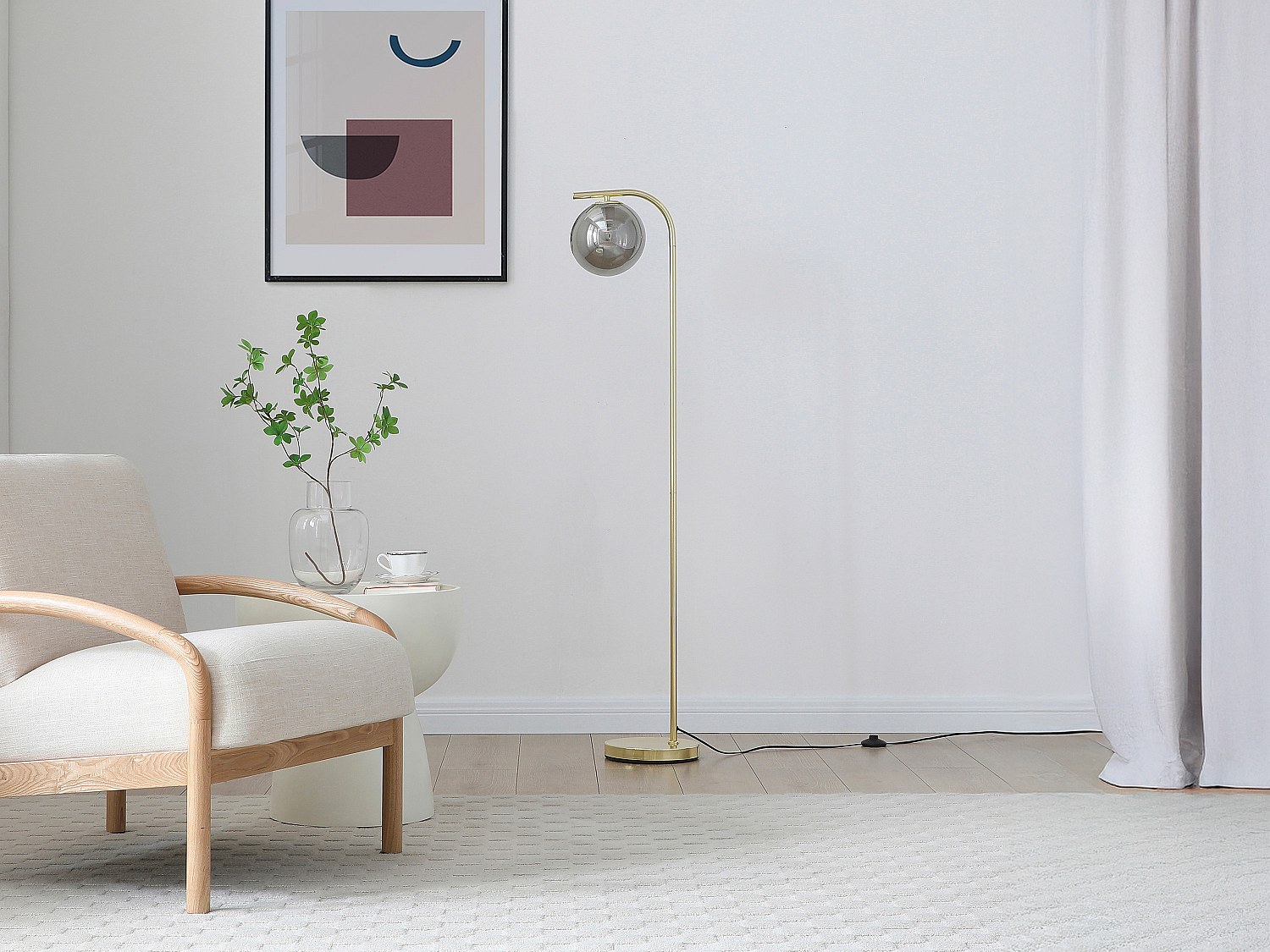 Stehlampe – gebürstetes Messing und Rauchglas – Ø 28 x H 150 cm – Gold – SO günstig online kaufen