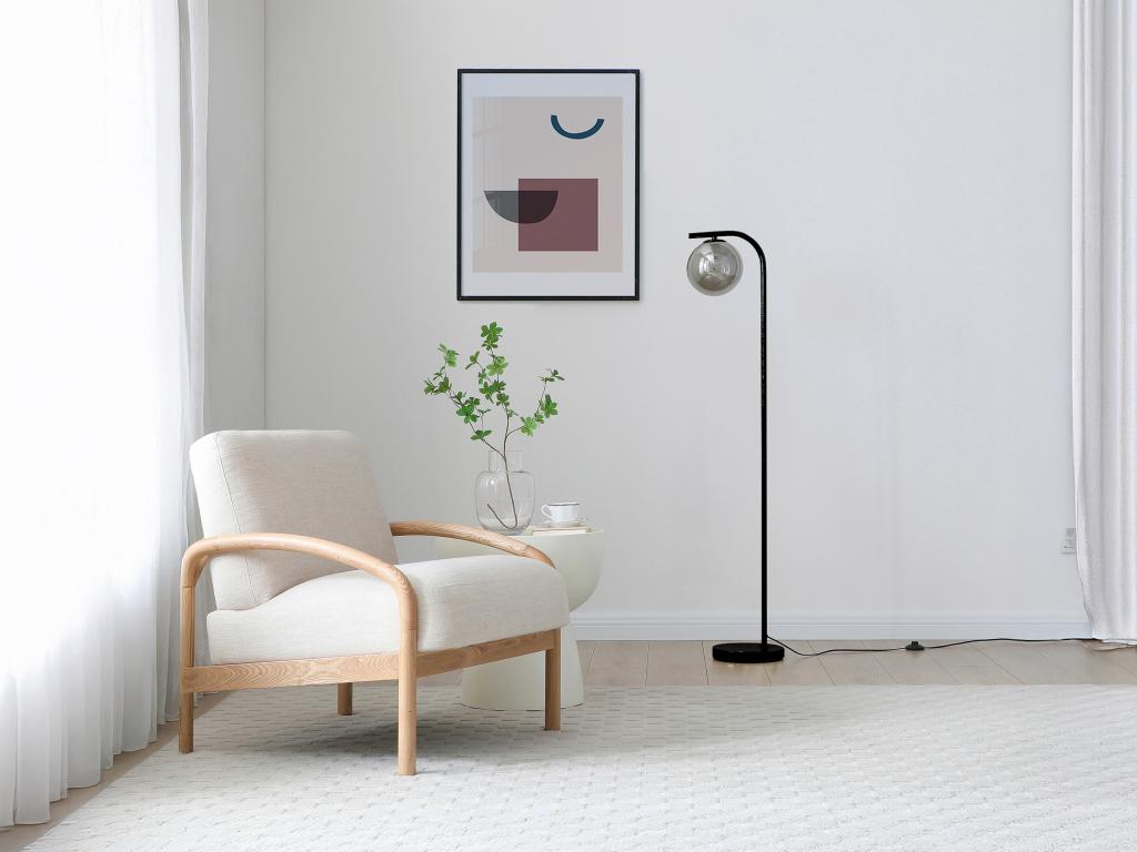 Stehlampe – Metall und Rauchglas – Ø 28 x H 150 cm – Schwarz – SOFIA günstig online kaufen