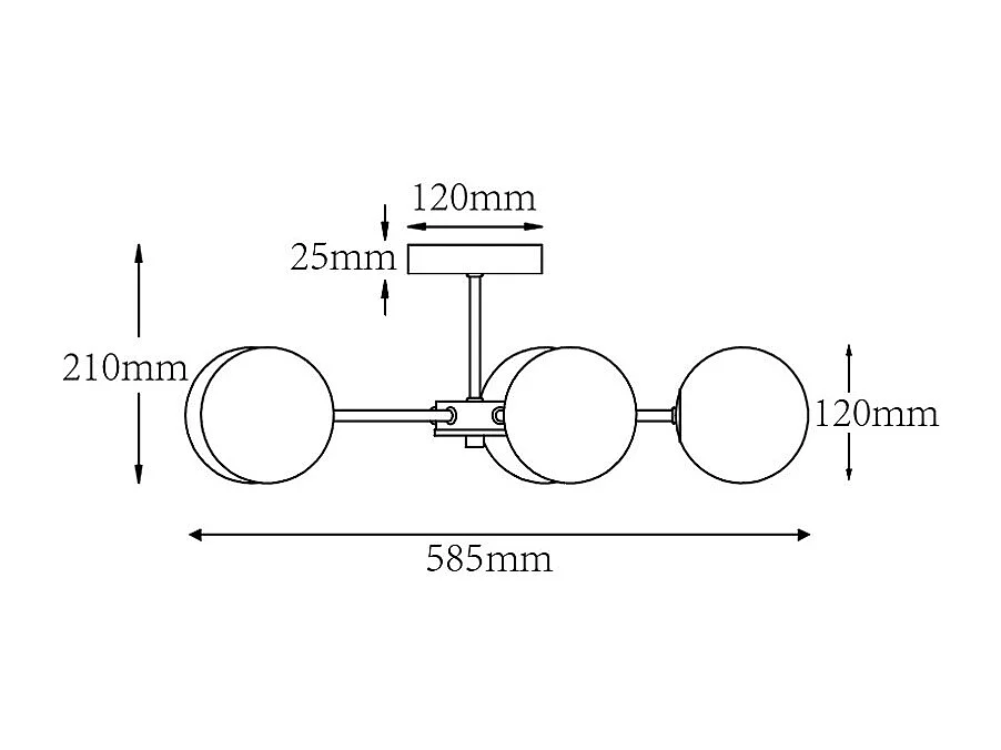 Plafonnier en métal plaqué laiton - L.58.5 x H.21 cm - Doré et blanc - SOFIA
