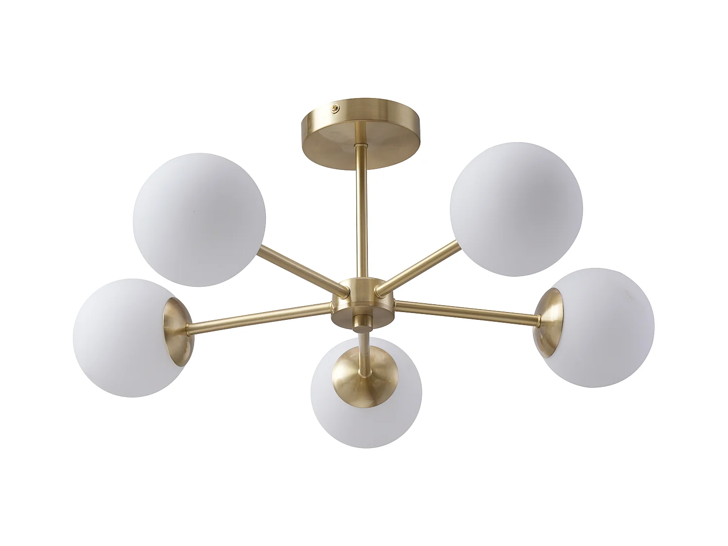 Lámpara de techo en metal chapado en latón - L.58.5 x Alt.21 cm - Dorado y blanco - SOFIA