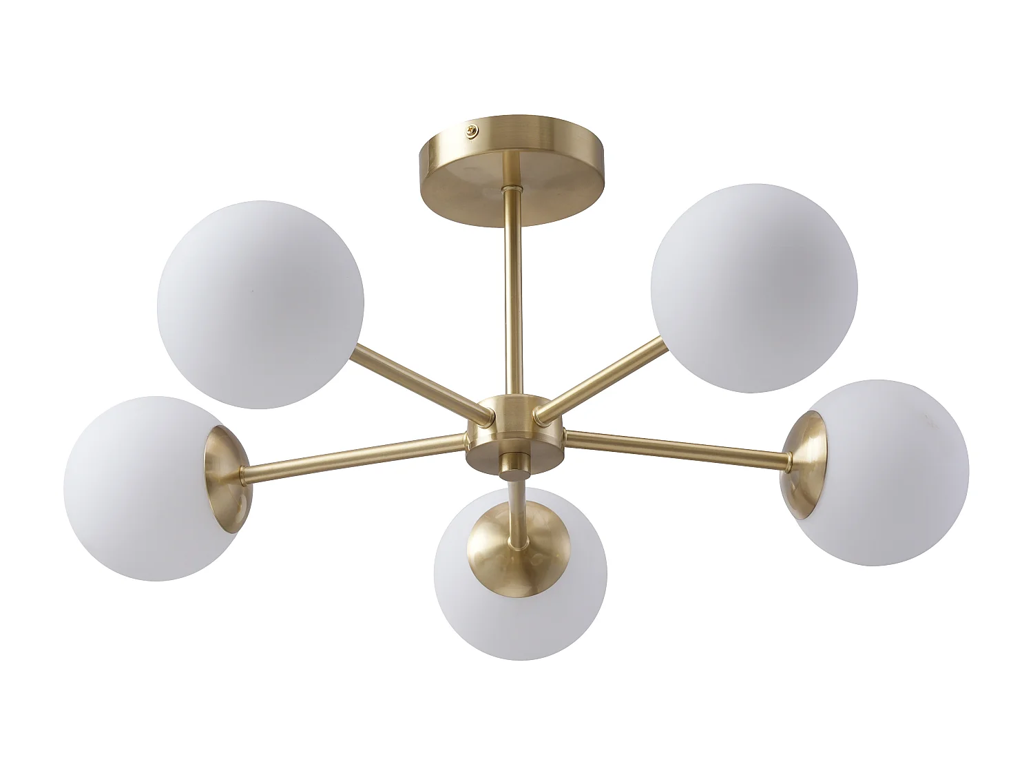 Plafonnier en métal plaqué laiton - L.58.5 x H.21 cm - Doré et blanc - SOFIA