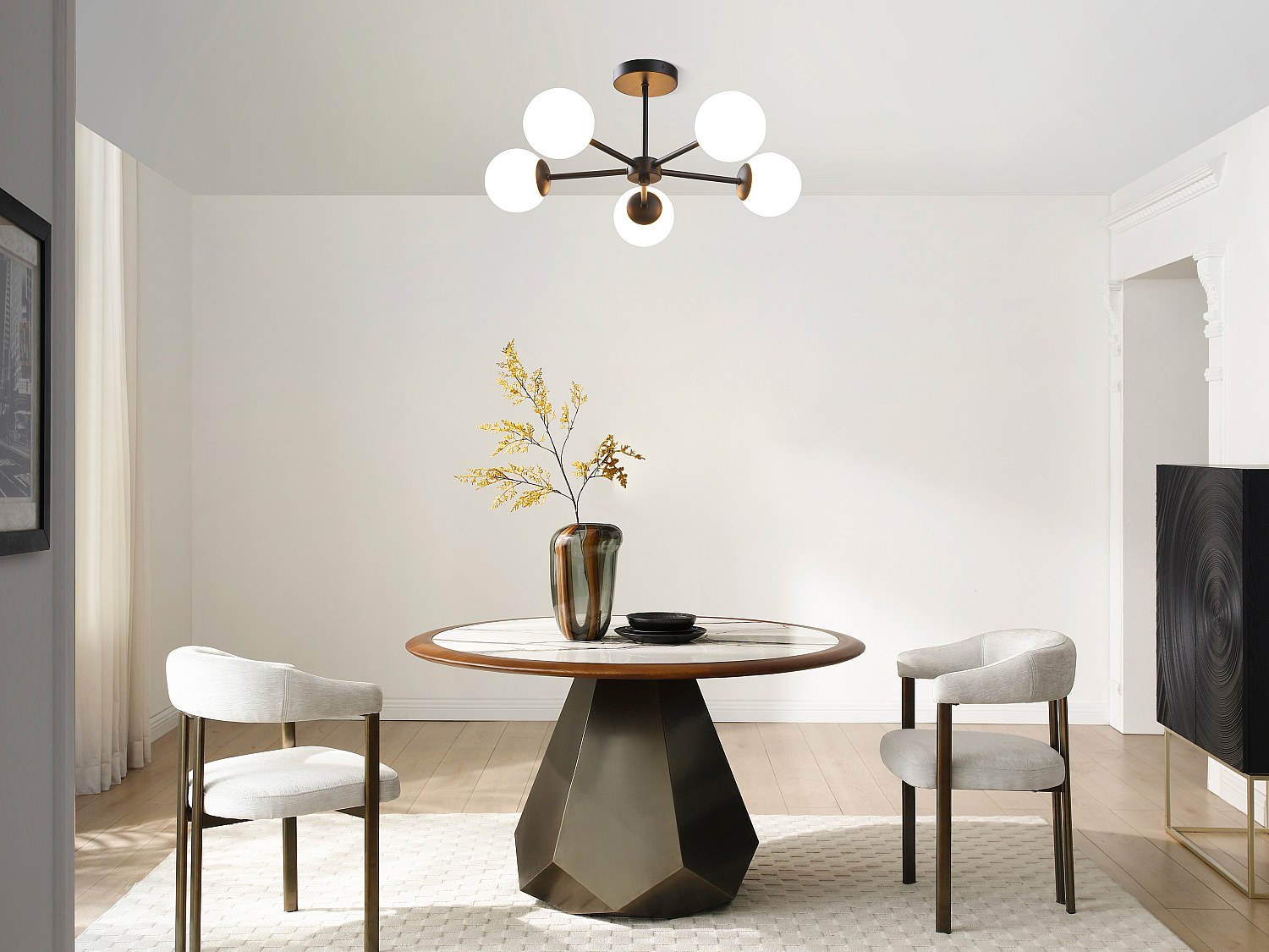 Deckenleuchte aus Metall - L.58.5 x H.21 cm - Schwarz und Weiß - SOFIA günstig online kaufen