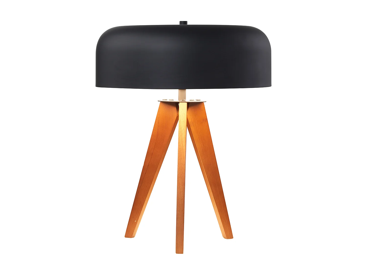 Lampe à poser trépied en bois d'hévéa et métal D. 36 x H. 45 cm - Noir - PAVICO