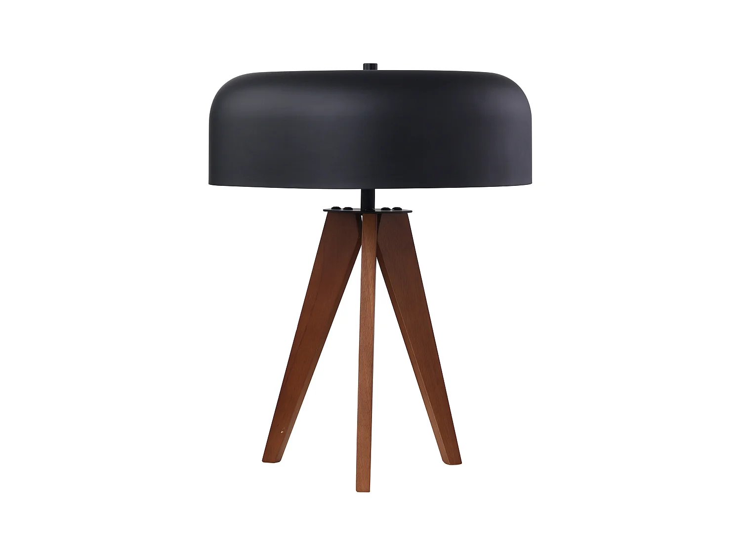 Lámpara de sobremesa trípode de madera de hevea y metal D. 36 x Alt. 45 cm - Negro - PAVICO