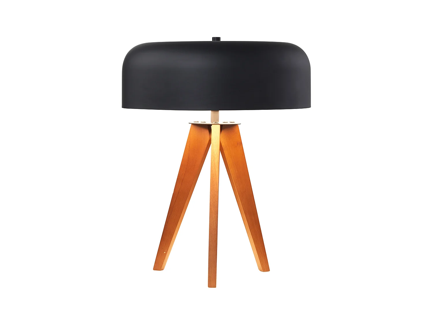 Lámpara de sobremesa trípode de madera de hevea y metal D. 36 x Alt. 45 cm - Negro - PAVICO